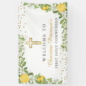 Lemon Greenery First Heilige Communauteit Welkom Spandoek (Verticaal)