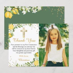 Lemon Greenery Gold Cross First Community Foto Bedankkaart