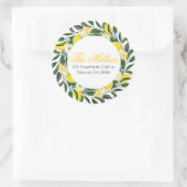 Lemon Greenery Retouradres Ronde Sticker (Tas)