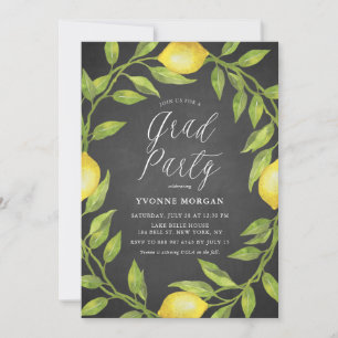 Lemon Greenery Wreath Rustic Chalkboard Afstuderen Kaart