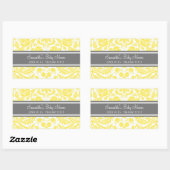 Lemon Grey Damask Baby shower Favor Stickers (Vel)