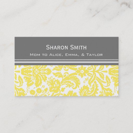 Lemon Grey Damask Calling Cards Contactkaartje (Voorkant)