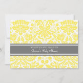 Lemon Grey Damask Custom Baby Shower Invitations (Devant)