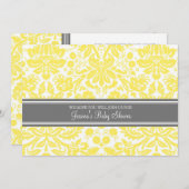 Lemon Grey Damask Custom Baby Shower Invitations (Devant / Derrière)