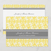 Lemon Grey Damask Just Marié Cartes Faire-part (Devant / Derrière)