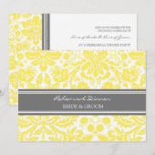 Lemon Grey Damask Rehearsal Dinner Party Kaart (Voorkant / Achterkant)