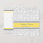 Lemon Grey Damask Rehearsal Dinner Party Kaart (Voorkant / Achterkant)
