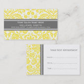 Lemon Grey Damask Salon Appointards Afsprakenkaartje (Voorkant / Achterkant)