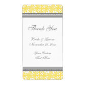 Lemon Grey Damask Wedding Labels (Voorkant)
