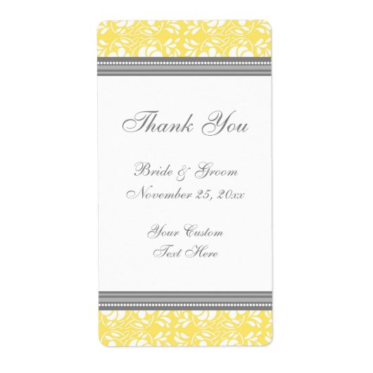 Lemon Grey Damask Wedding Labels (Voorkant)