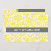 Lemon Grey Invitation de fête d'anniversaire 40e (Devant / Derrière)