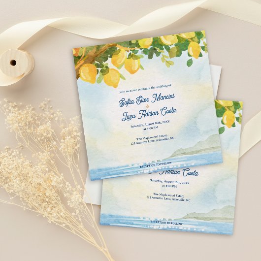 Lemon Grove Mediterranean Wedding Invitation 