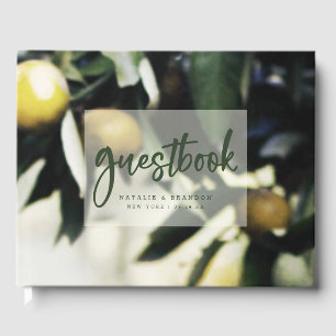 Lemon Grove Moderne Gele & Groene Zomerbruiloft Gastenboek