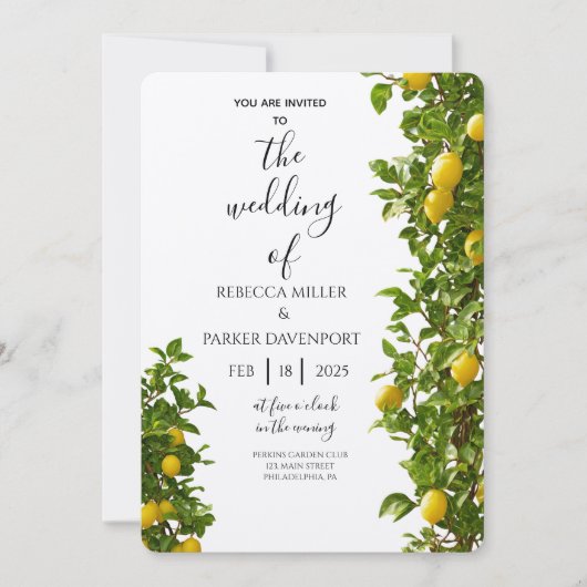 Lemon Grove Romance huwelijksuitnodiging Kaart (Voorkant)