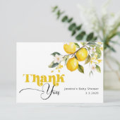Lemon hoofd squeeze baby shower dank u kaart (Staand voorkant)
