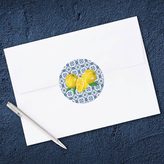Lemon Italy Blue Tegel Wedding for Sticker