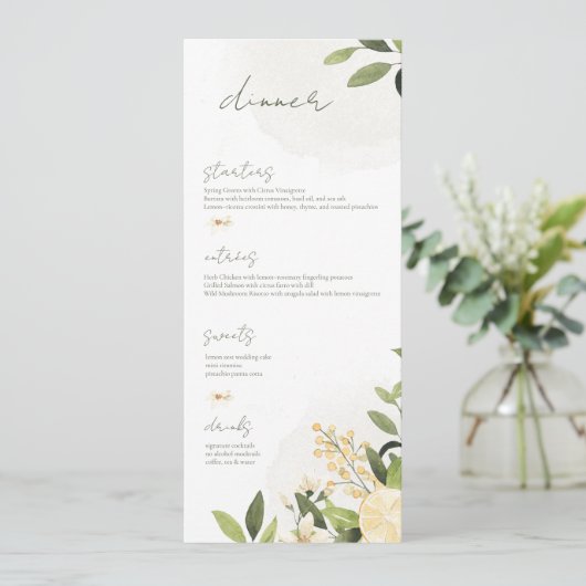 Lemon Kissed Wedding Flat Menu (Debout devant)