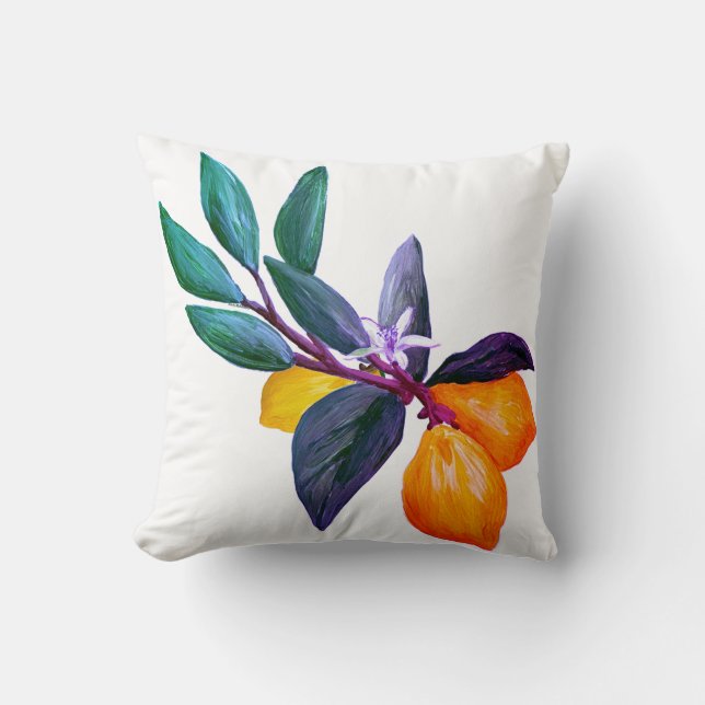 Lemon Leaf Pillow | Artistic Citrus Garden  Kussen (Voorkant)