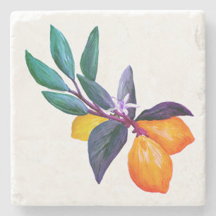 Lemon Leaf Stenen Onderzetter Artistieke Citrus