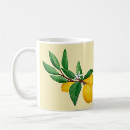Lemon Leaf Watercolor Design | Citrus Yellow Koffiemok