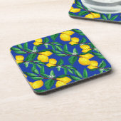 Lemon Leaf Yellow Green Blue Pattern Drink Bier Onderzetter (Linkerzijde)