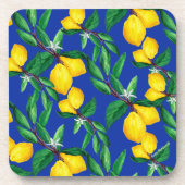 Lemon Leaf Yellow Green Blue Pattern Drink Bier Onderzetter (Voorkant)