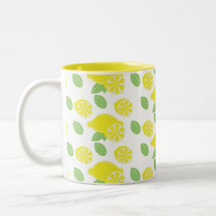 Lemon Leaves Modern Yellow Tweekleurige Koffiemok
