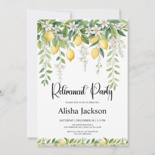 Lemon Leaves Retirement Party Invitation (Devant)