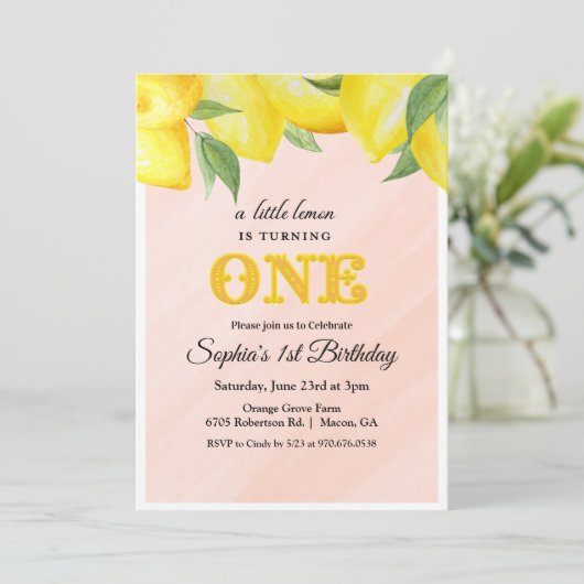 Lemon Lemonade Eerste Uitnodiging (Staand voorkant)