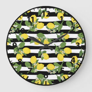 Lemon Lemons Yellow Black Stripes Grote Klok