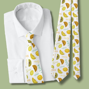 Lemon & Lime Citrus Fruit Pattern Stropdas