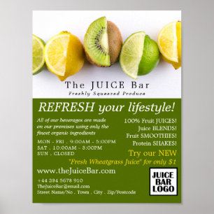 Lemon, Lime & Kiwi, Juice Bar Advertising Poster