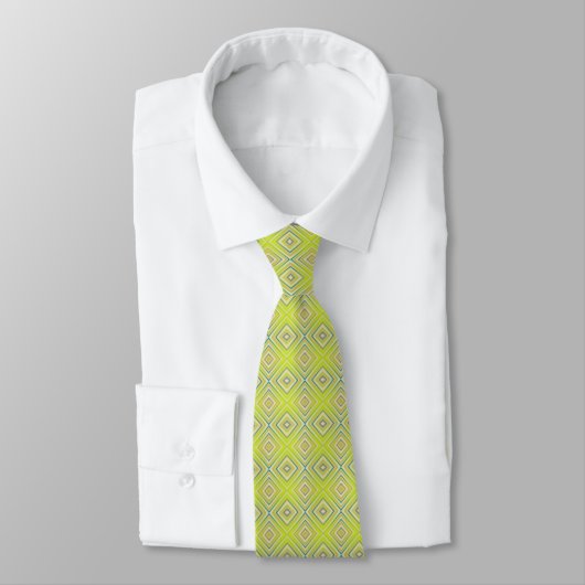 Lemon Limoen Alternative Diamond Pattern Stropdas (Gebonden)