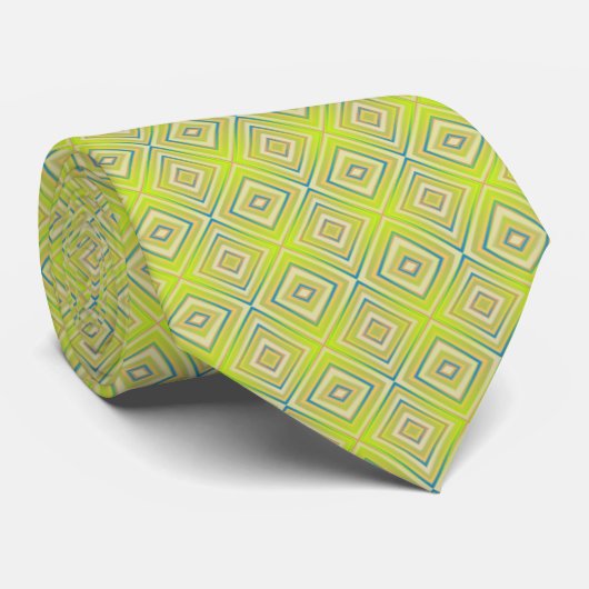 Lemon Limoen Alternative Diamond Pattern Stropdas (Opgerold)