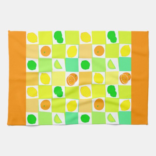 Lemon, Limoen en Sinaasappels Citrus Slice Oranje  Theedoek (Horizontaal)