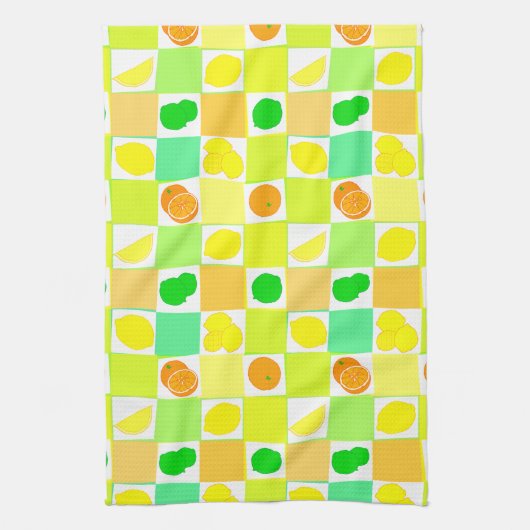 Lemon Limoen en Sinaasappels Patroon Theedoek (Verticaal)