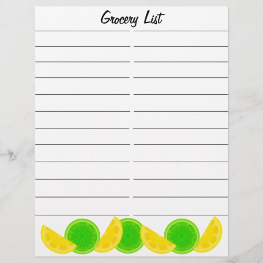 Lemon Limoen Grocery Shopping List Flyer (Voorkant)