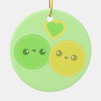 Lemon Limoen Heart Kawaii Keramisch Ornament