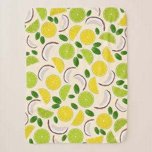 Lemon limoen kokosnoot en mint gelukkig patroon sherpa deken
