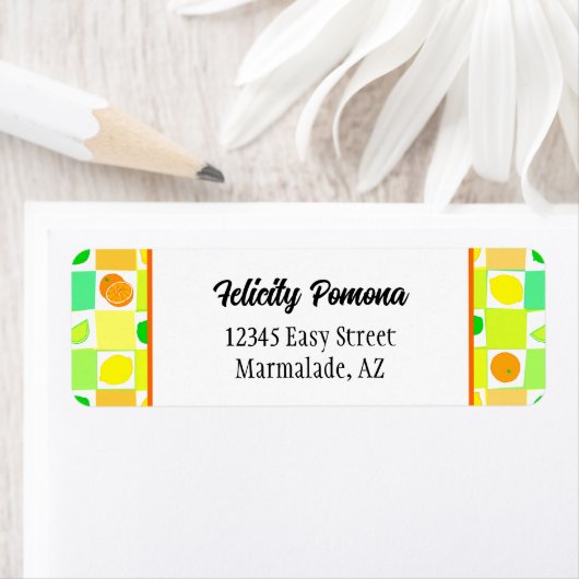 Lemon, Limoen Oranje Citrus Fruit Pattern Editable Etiket (Insitu)