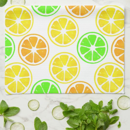 Lemon Limoen Oranje Segment Patroon Theedoek (Gevouwen)