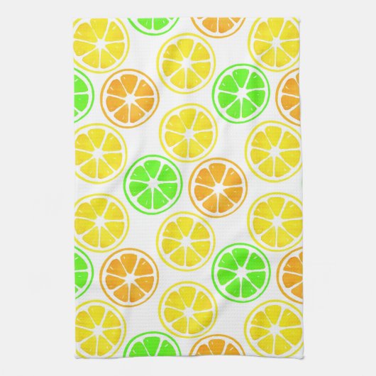Lemon Limoen Oranje Segment Patroon Theedoek (Verticaal)