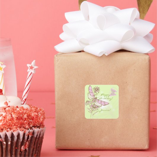 Lemon Limoen roze vlinder Stickers (Feest)