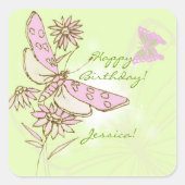 Lemon Limoen roze vlinder Stickers (Voorkant)