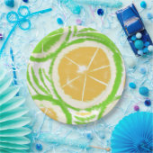 Lemon Limoen Slices Swirl Abstracte Party Papieren Bordje (Feest)
