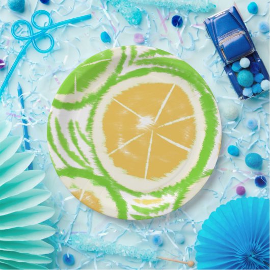 Lemon Limoen Slices Swirl Abstracte Party Papieren Bordje (Feest)