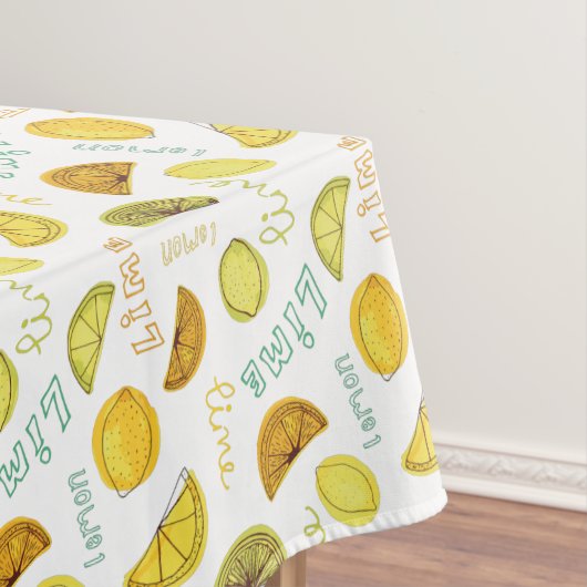 Lemon & Limoen Zesty Fruit Pattern Short Tafelkleed (Voorbeeld)