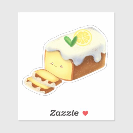 Lemon Loaf Cake Bread With Icing Sticker (Vel)