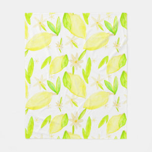 Lemon Lovely Botanical Medium Sized Fleece Blanket