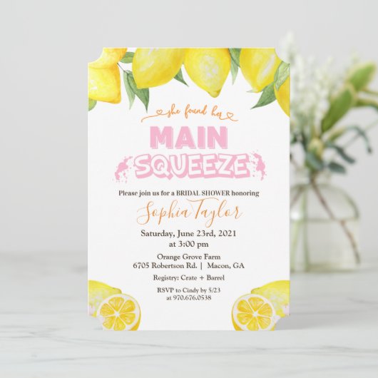 Lemon Main Squeeze Bridal Shower Kaart (Staand voorkant)